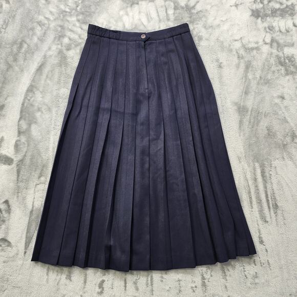 Vintage Worthington Skirt Women 6 PETITE Blue High Waist Pleated Preppy Office - Picture 3 of 9